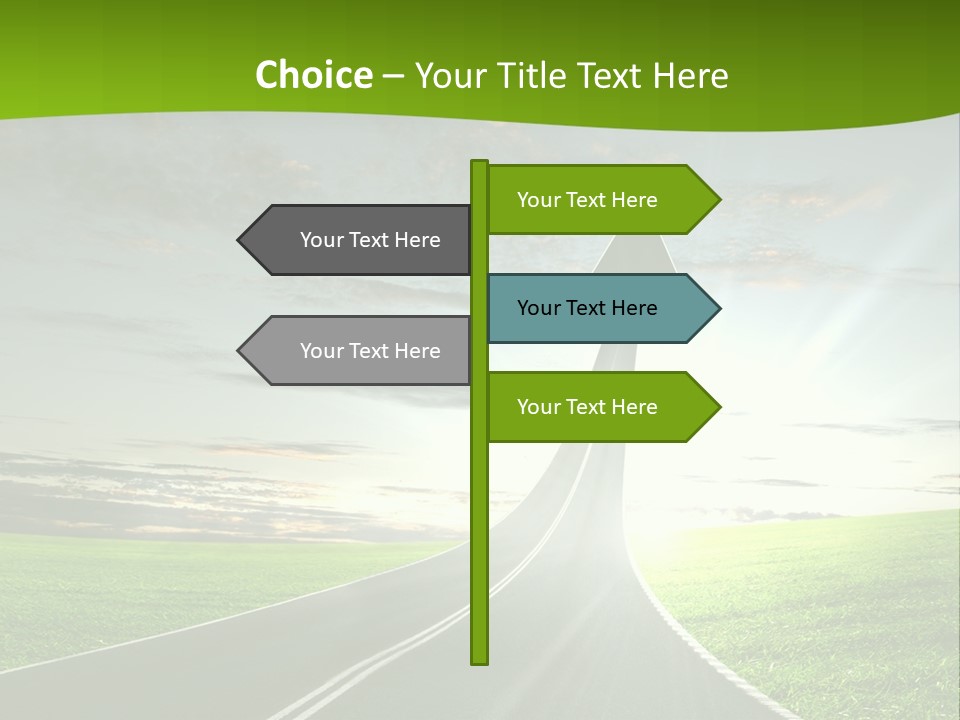 A Road With An Arrow Going Up Into The Sky PowerPoint Template