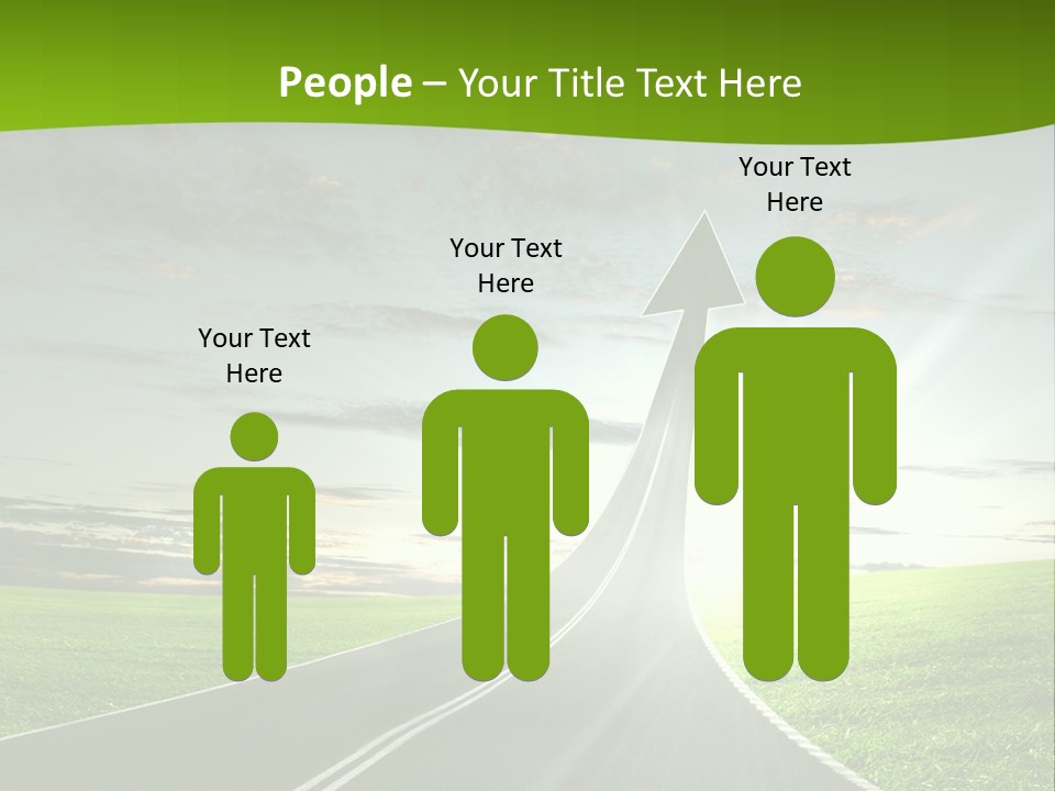 A Road With An Arrow Going Up Into The Sky PowerPoint Template