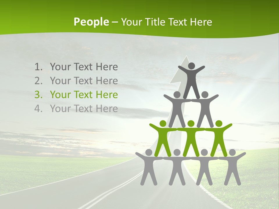 A Road With An Arrow Going Up Into The Sky PowerPoint Template