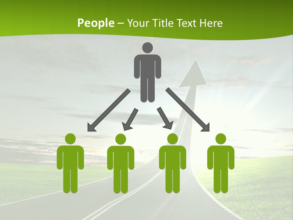 A Road With An Arrow Going Up Into The Sky PowerPoint Template