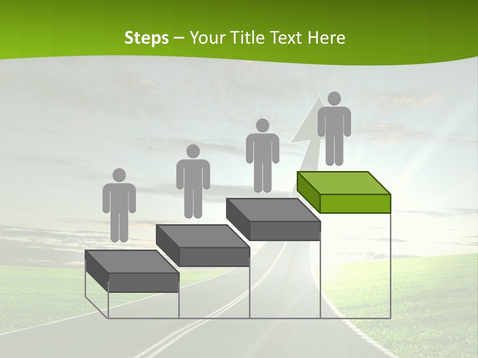 A Road With An Arrow Going Up Into The Sky PowerPoint Template