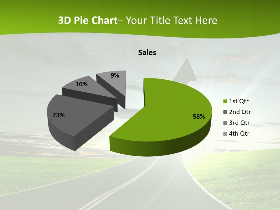 A Road With An Arrow Going Up Into The Sky PowerPoint Template