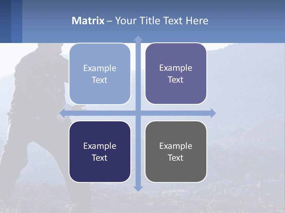 A Man Standing On Top Of A Mountain Pointing At Something PowerPoint Template