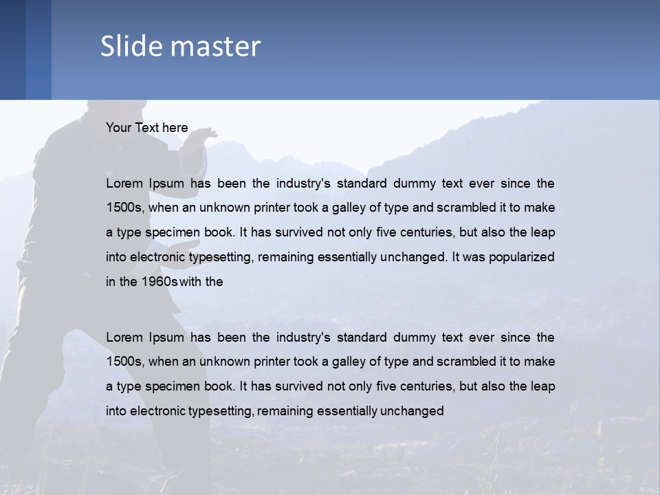 A Man Standing On Top Of A Mountain Pointing At Something PowerPoint Template