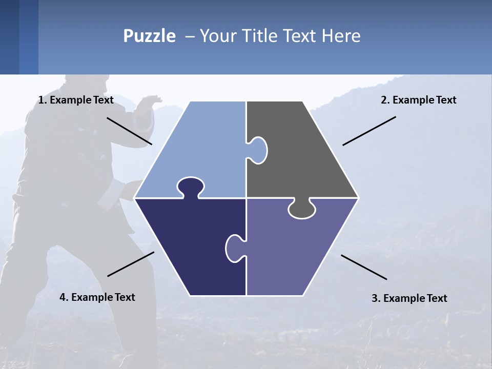 A Man Standing On Top Of A Mountain Pointing At Something PowerPoint Template