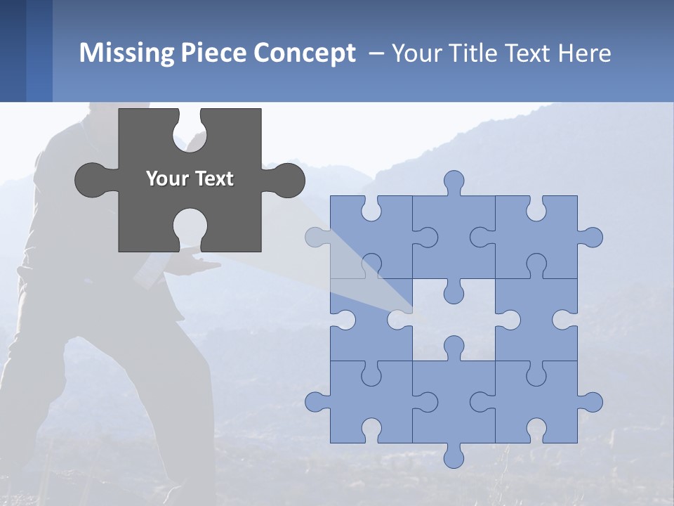 A Man Standing On Top Of A Mountain Pointing At Something PowerPoint Template