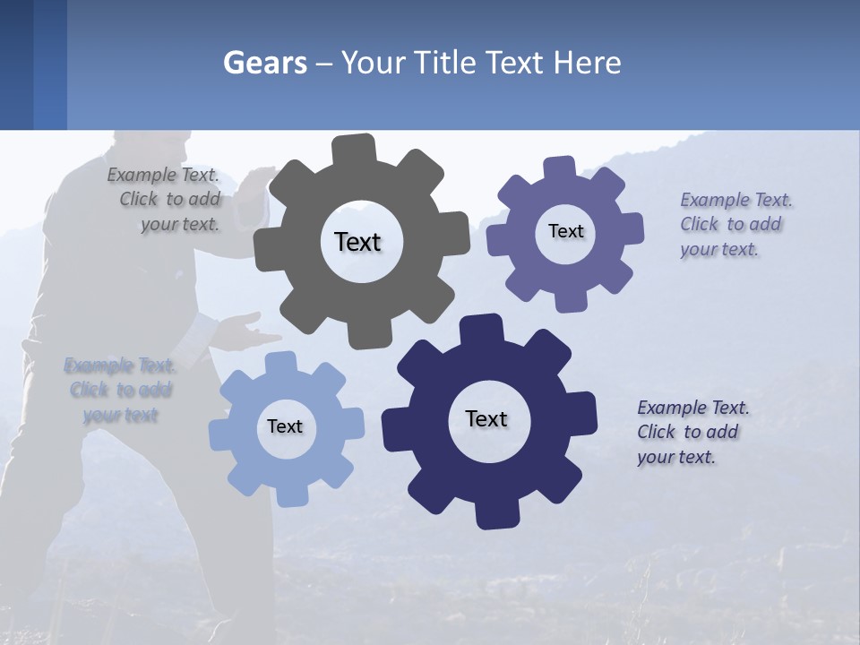 A Man Standing On Top Of A Mountain Pointing At Something PowerPoint Template
