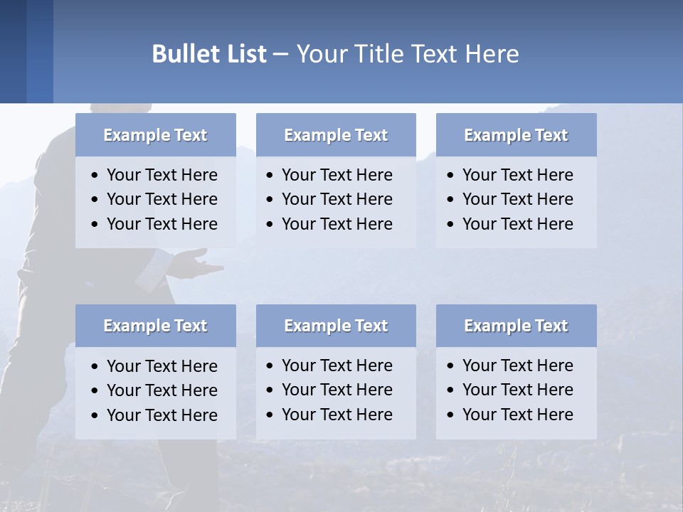 A Man Standing On Top Of A Mountain Pointing At Something PowerPoint Template