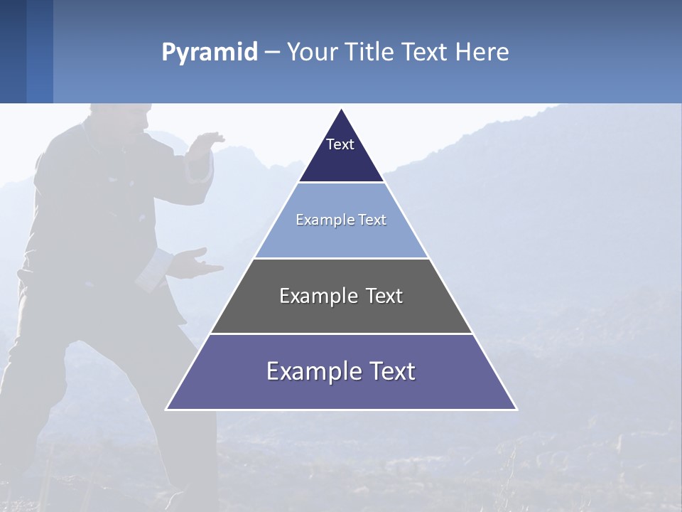 A Man Standing On Top Of A Mountain Pointing At Something PowerPoint Template