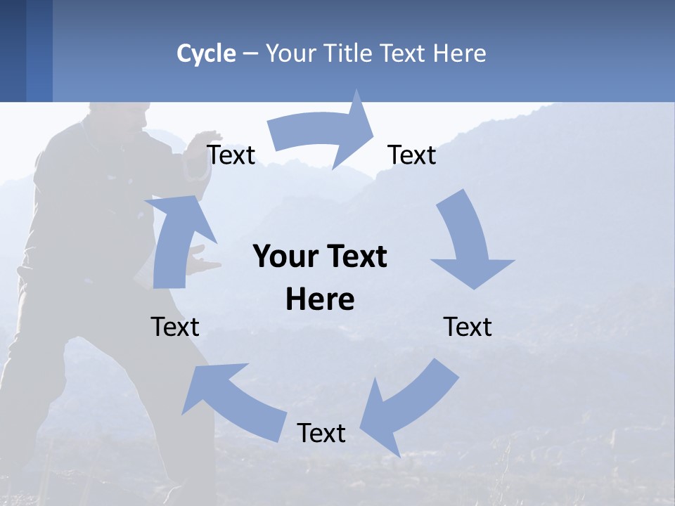 A Man Standing On Top Of A Mountain Pointing At Something PowerPoint Template
