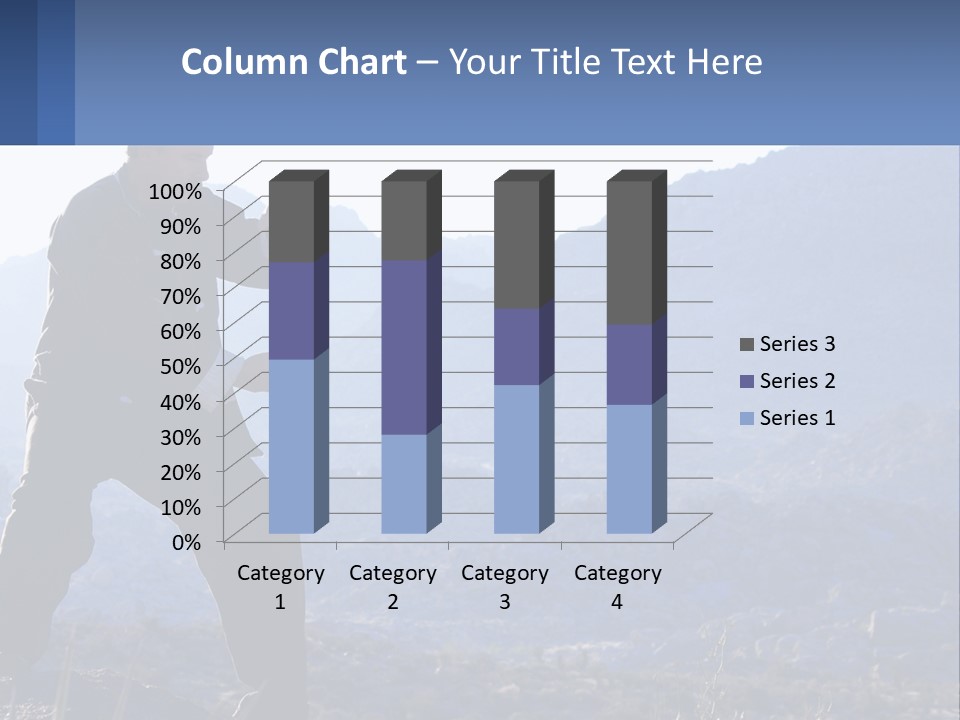 A Man Standing On Top Of A Mountain Pointing At Something PowerPoint Template