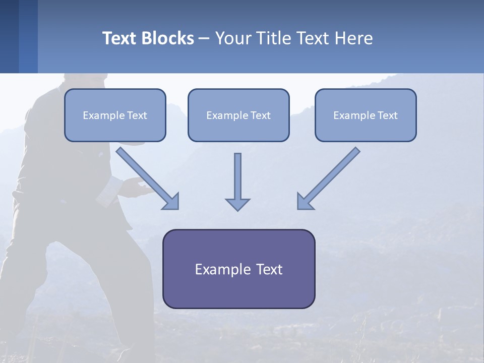 A Man Standing On Top Of A Mountain Pointing At Something PowerPoint Template