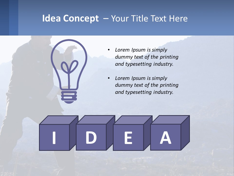 A Man Standing On Top Of A Mountain Pointing At Something PowerPoint Template