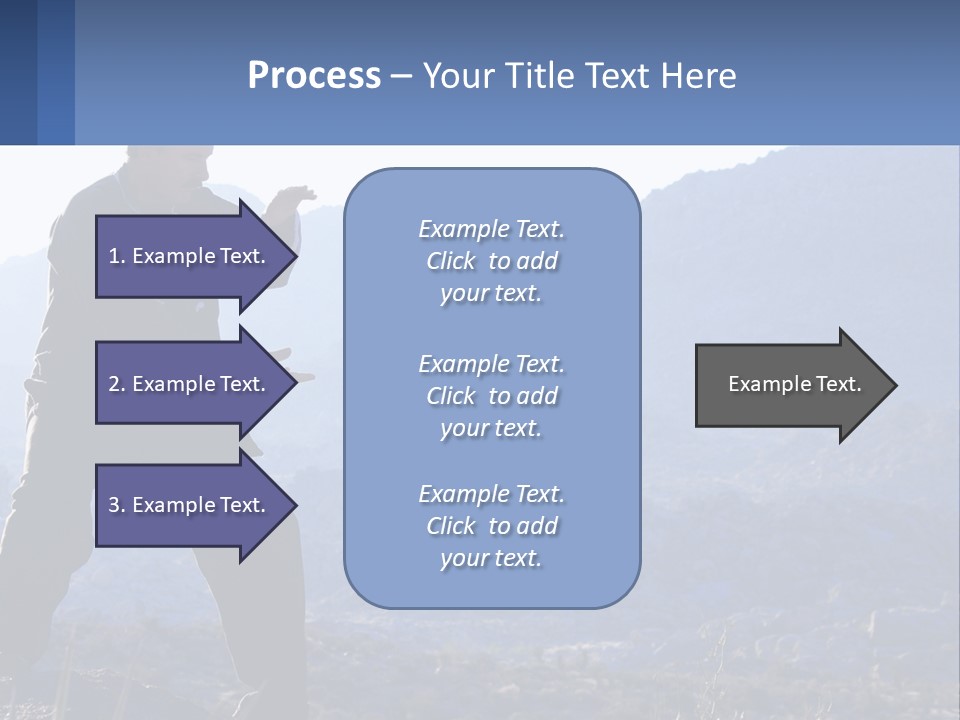 A Man Standing On Top Of A Mountain Pointing At Something PowerPoint Template