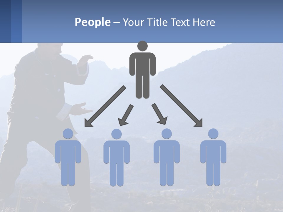 A Man Standing On Top Of A Mountain Pointing At Something PowerPoint Template