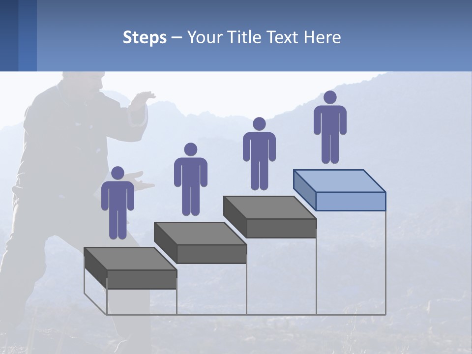A Man Standing On Top Of A Mountain Pointing At Something PowerPoint Template