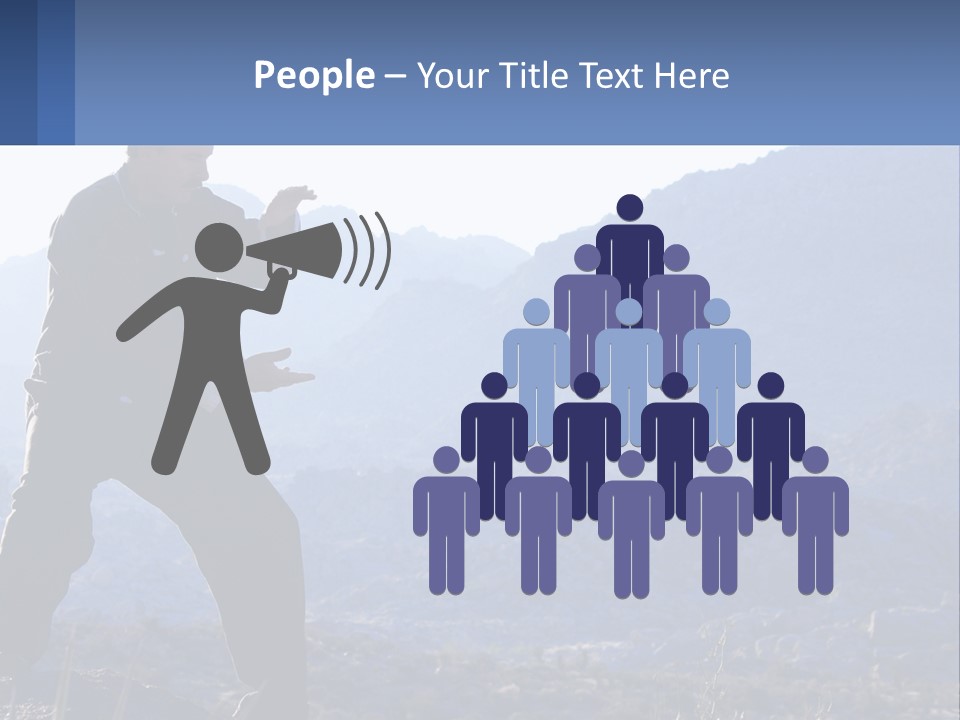 A Man Standing On Top Of A Mountain Pointing At Something PowerPoint Template