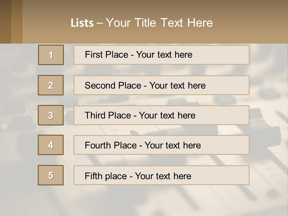 A Sound Board With Many Knobs On It PowerPoint Template