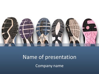 A Row Of Tennis Shoes In Different Colors PowerPoint Template