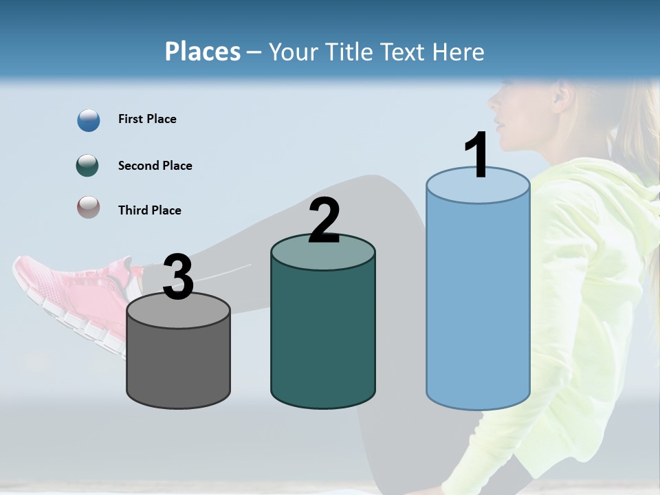 A Woman Is Sitting On The Beach With Her Feet Up In The Air PowerPoint Template