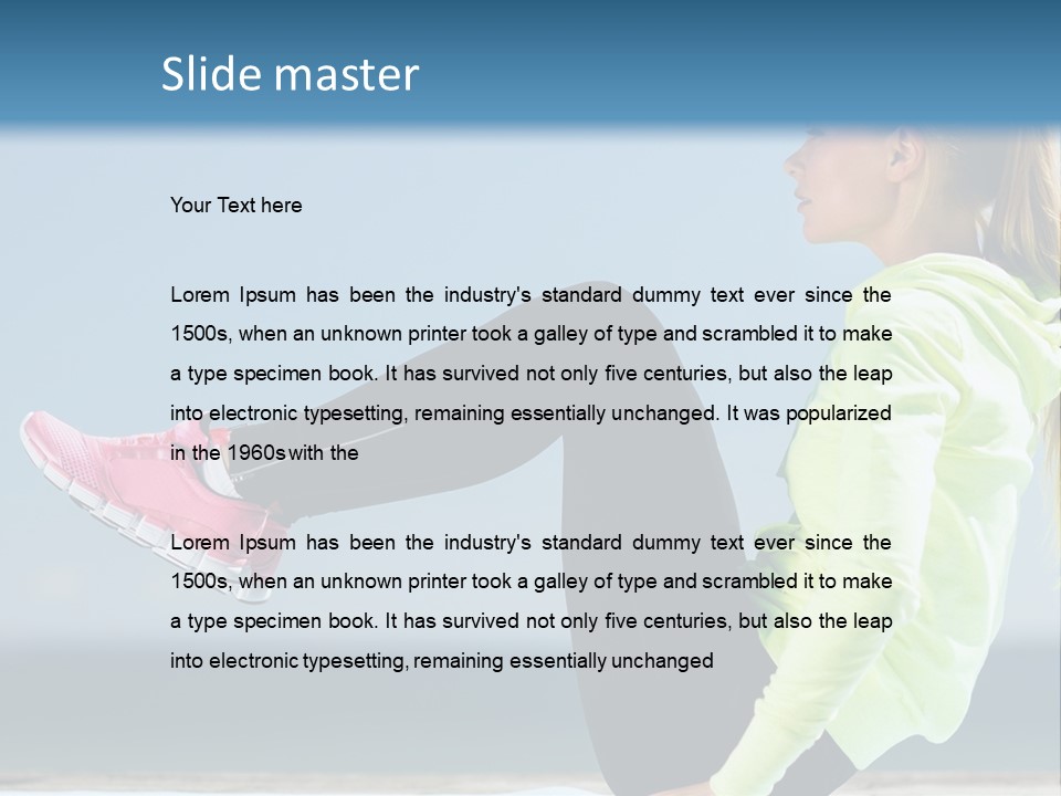 A Woman Is Sitting On The Beach With Her Feet Up In The Air PowerPoint Template