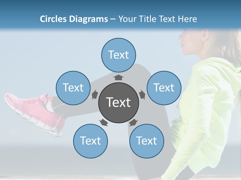 A Woman Is Sitting On The Beach With Her Feet Up In The Air PowerPoint Template