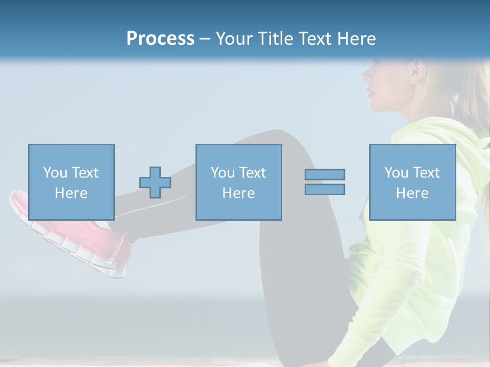 A Woman Is Sitting On The Beach With Her Feet Up In The Air PowerPoint Template