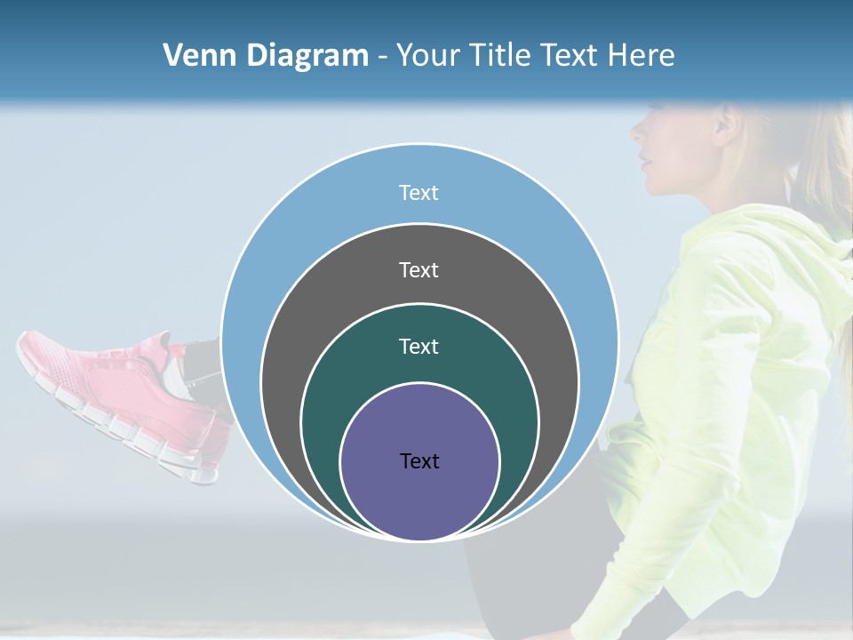 A Woman Is Sitting On The Beach With Her Feet Up In The Air PowerPoint Template