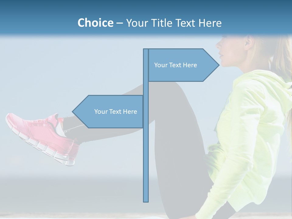 A Woman Is Sitting On The Beach With Her Feet Up In The Air PowerPoint Template