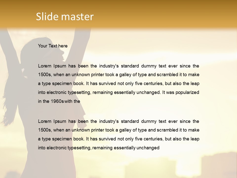 A Woman Raising Her Arms In The Air PowerPoint Template