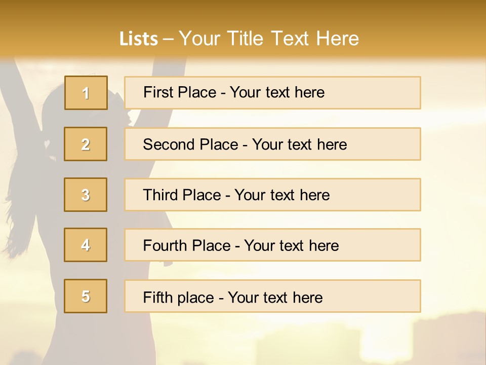 A Woman Raising Her Arms In The Air PowerPoint Template