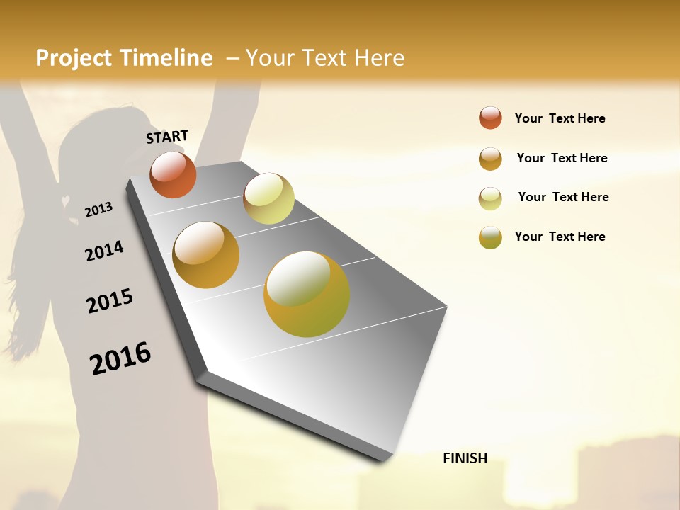 A Woman Raising Her Arms In The Air PowerPoint Template