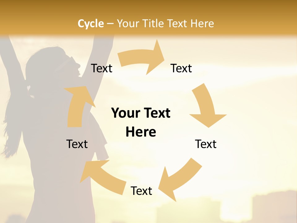 A Woman Raising Her Arms In The Air PowerPoint Template