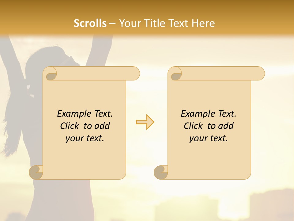 A Woman Raising Her Arms In The Air PowerPoint Template