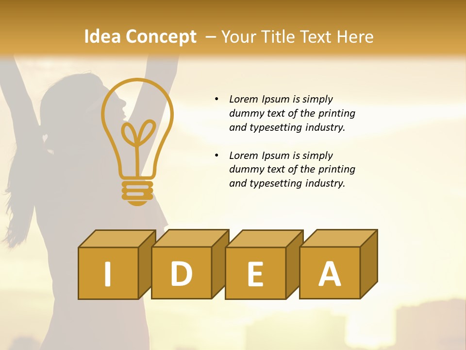 A Woman Raising Her Arms In The Air PowerPoint Template