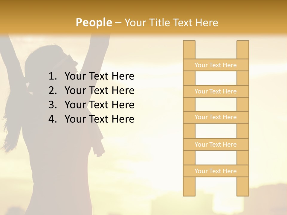 A Woman Raising Her Arms In The Air PowerPoint Template