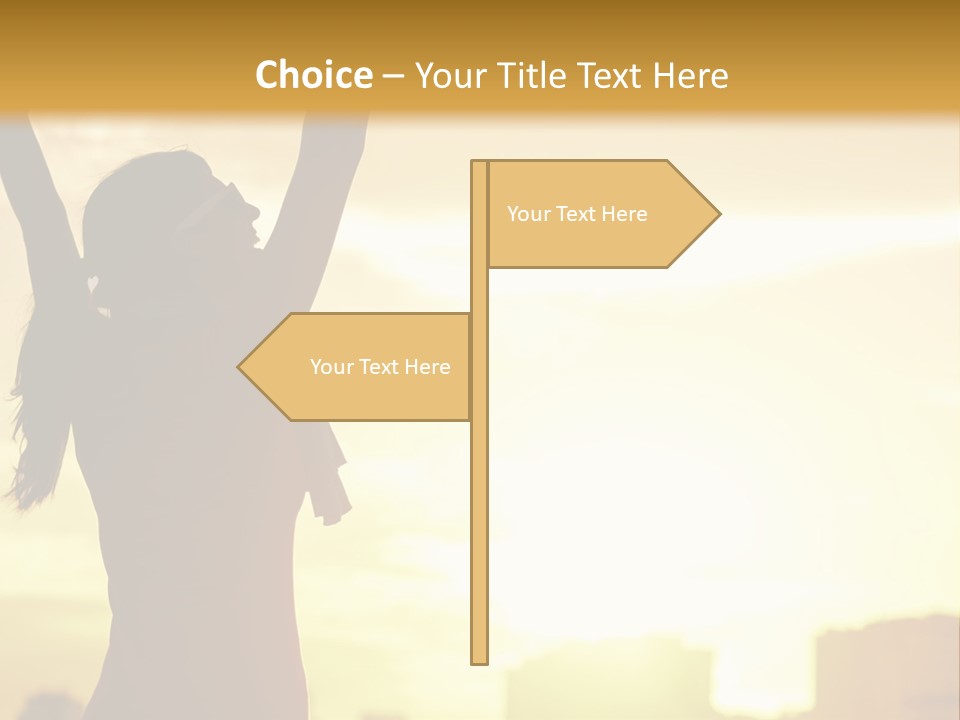 A Woman Raising Her Arms In The Air PowerPoint Template