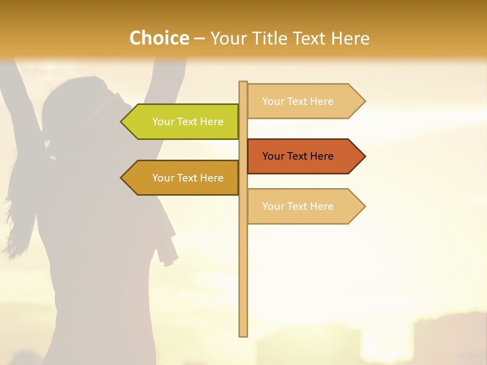 A Woman Raising Her Arms In The Air PowerPoint Template