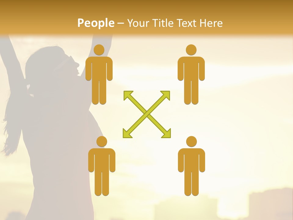 A Woman Raising Her Arms In The Air PowerPoint Template