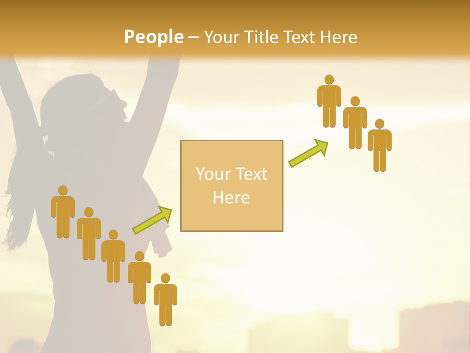 A Woman Raising Her Arms In The Air PowerPoint Template