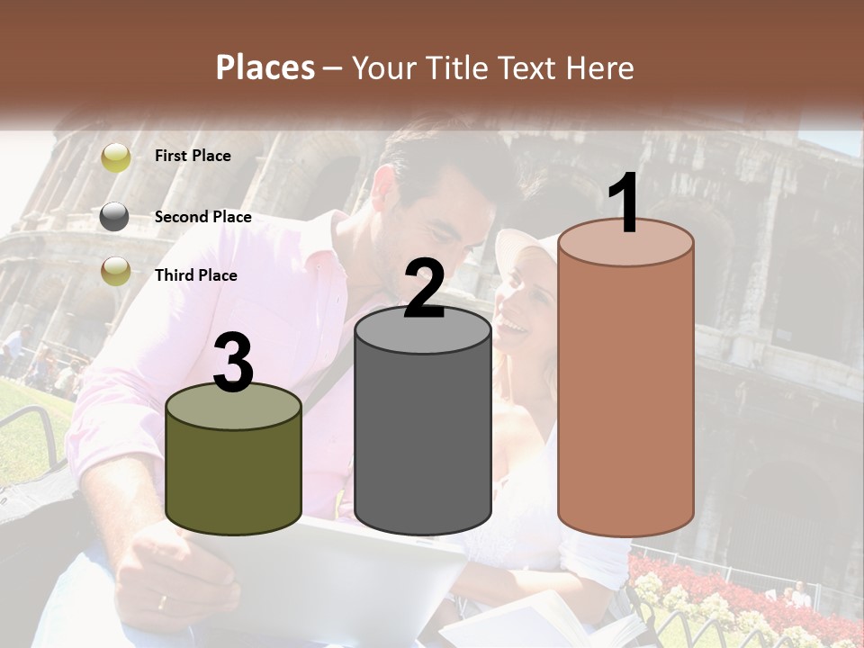 A Man And Woman Are Looking At Something On A Tablet PowerPoint Template