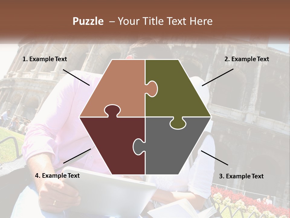 A Man And Woman Are Looking At Something On A Tablet PowerPoint Template