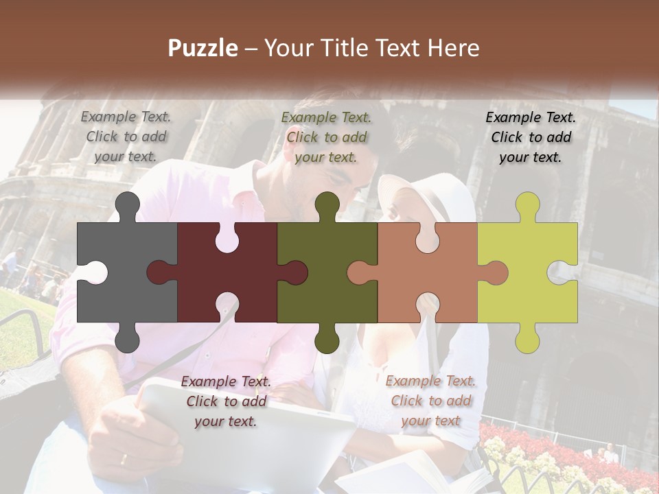 A Man And Woman Are Looking At Something On A Tablet PowerPoint Template