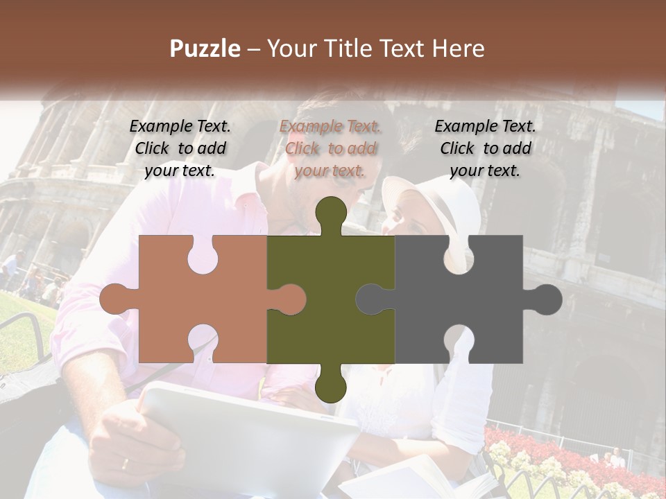 A Man And Woman Are Looking At Something On A Tablet PowerPoint Template