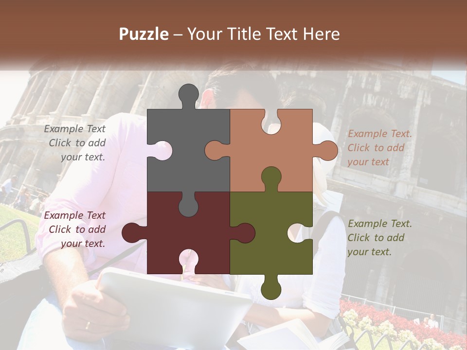 A Man And Woman Are Looking At Something On A Tablet PowerPoint Template