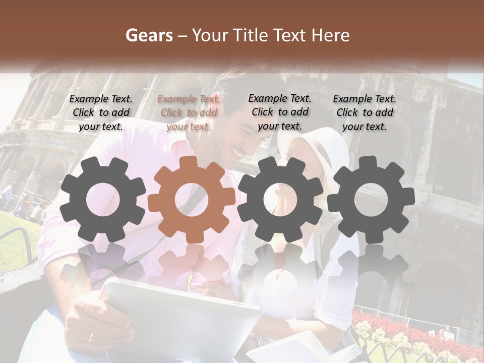 A Man And Woman Are Looking At Something On A Tablet PowerPoint Template