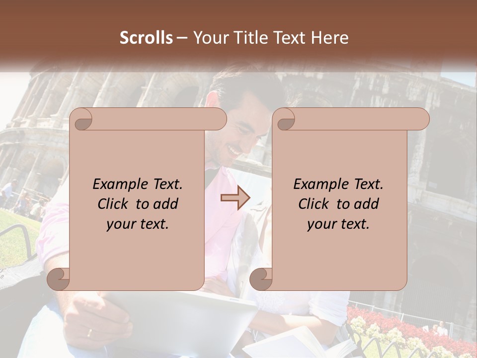 A Man And Woman Are Looking At Something On A Tablet PowerPoint Template
