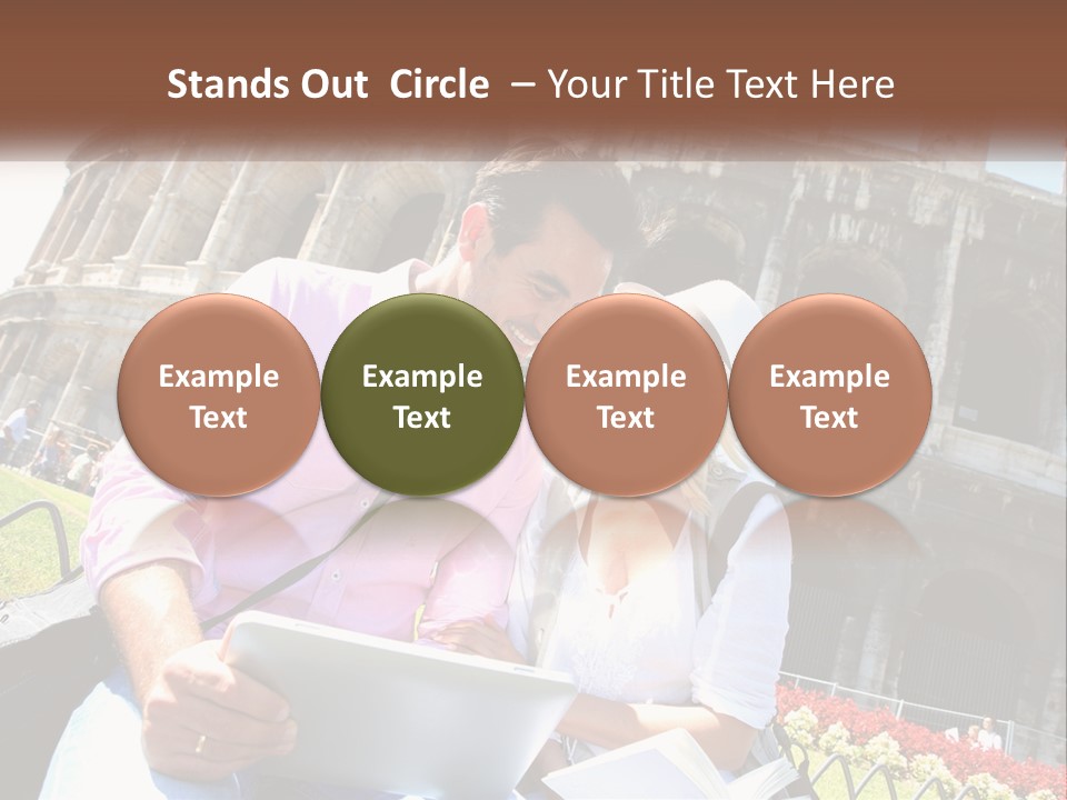 A Man And Woman Are Looking At Something On A Tablet PowerPoint Template