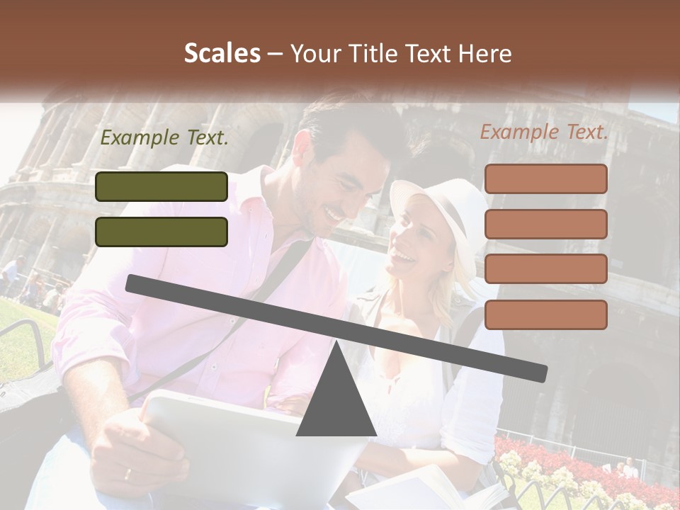 A Man And Woman Are Looking At Something On A Tablet PowerPoint Template