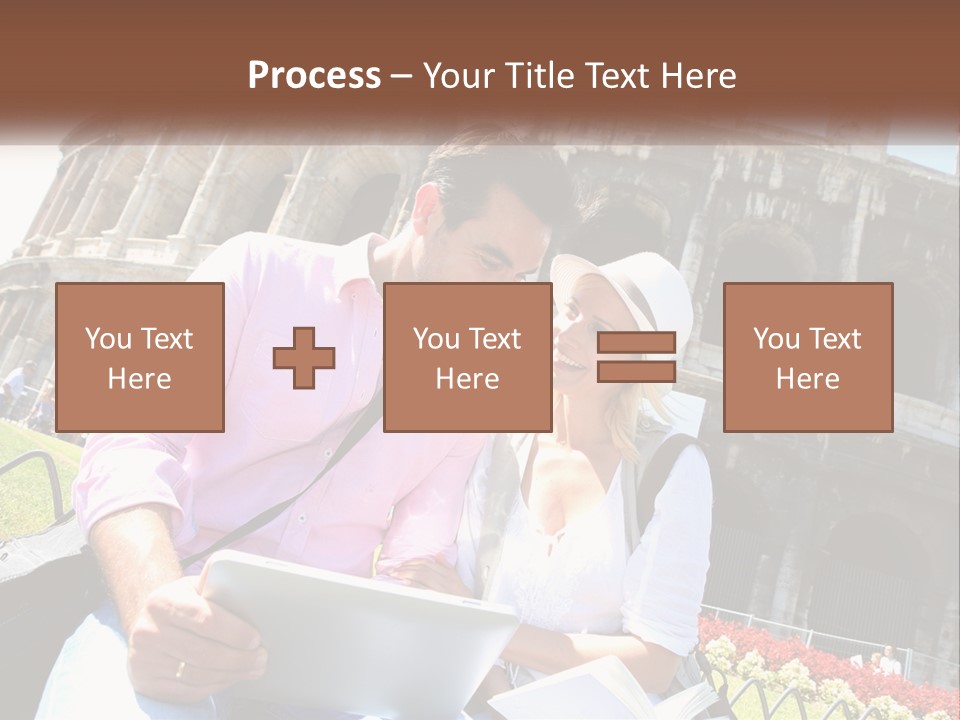 A Man And Woman Are Looking At Something On A Tablet PowerPoint Template